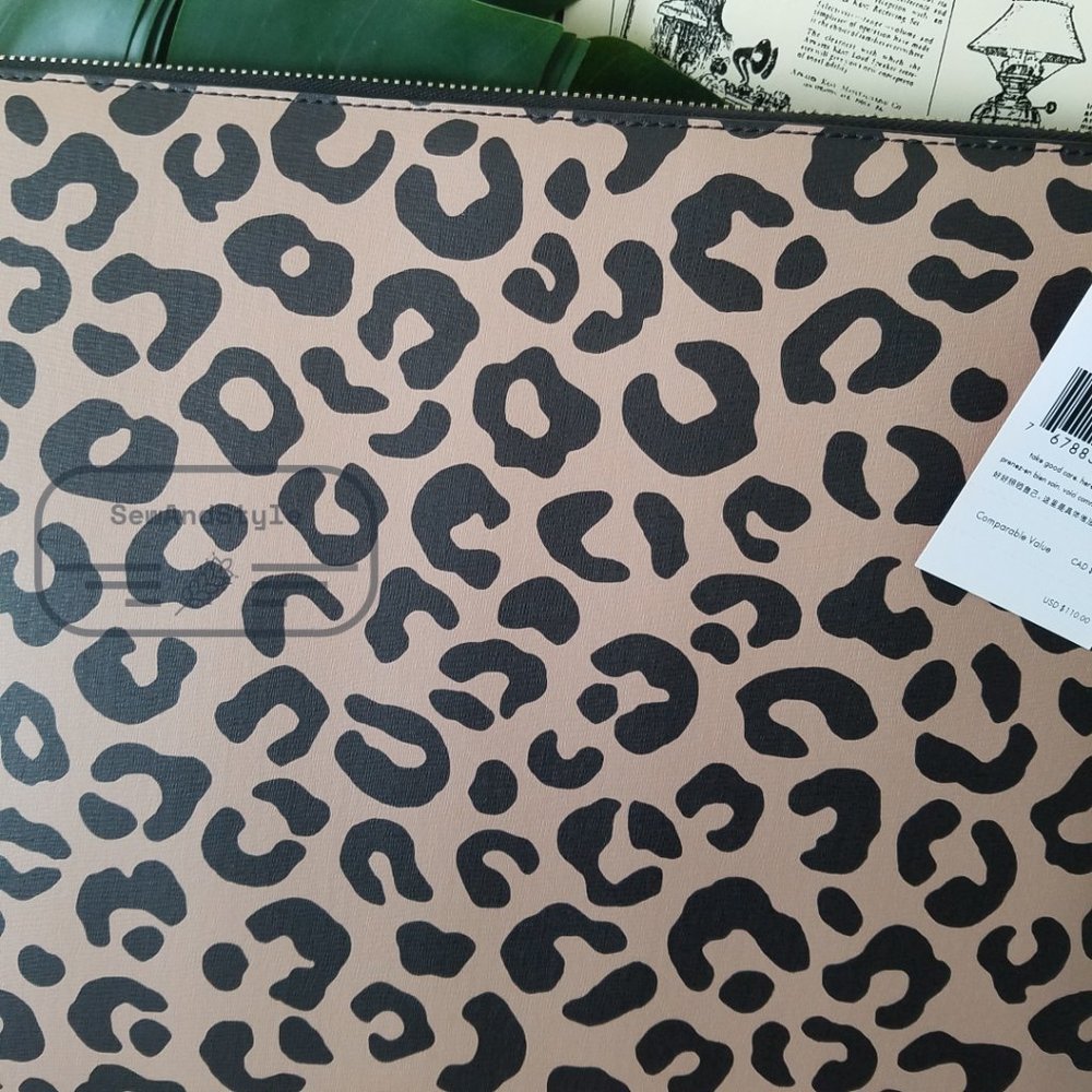 Kate Spade NWT staci graphic leopard l-zip universal laptop sleeve up to 15" - Picture 6 of 13